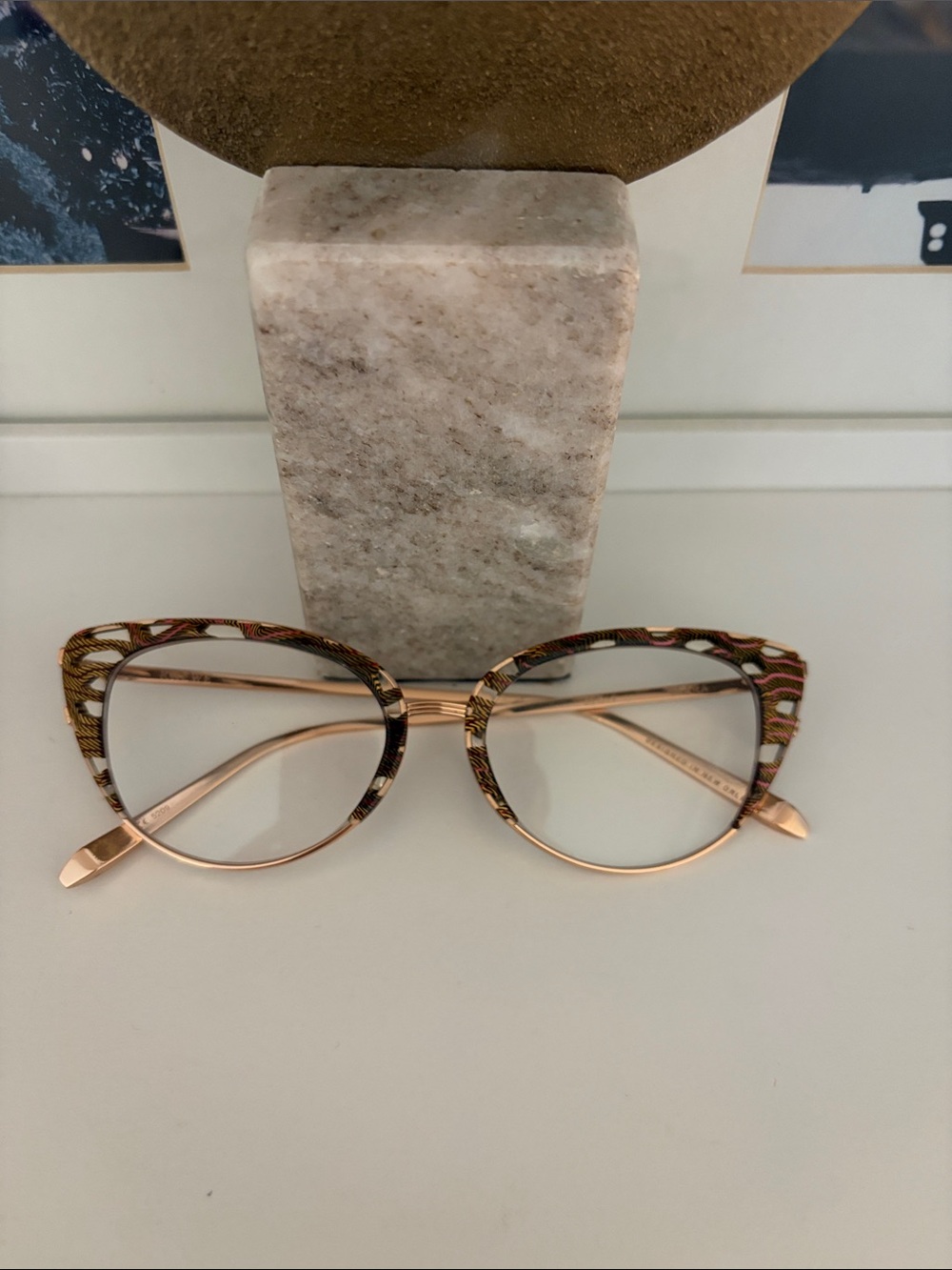 KREWE Clara Optical Glasses in Rose Gold and Multicolor Pattern